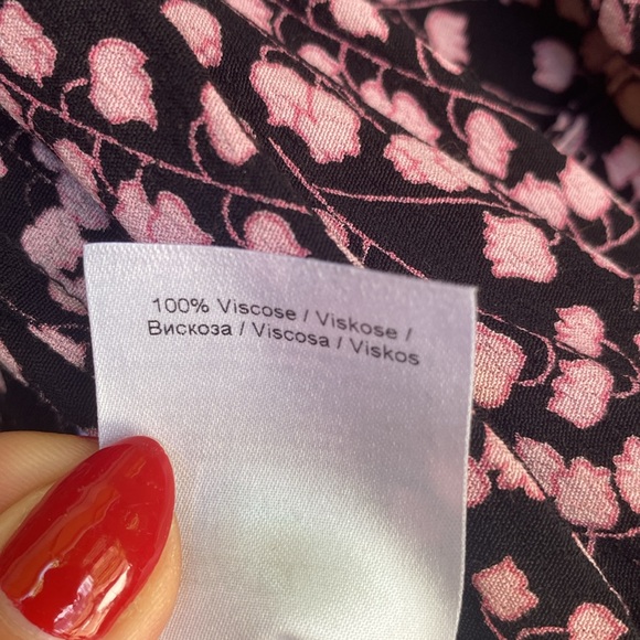 GANNI black and pink floral wrap midi dress one size fits all - Picture 11 of 11